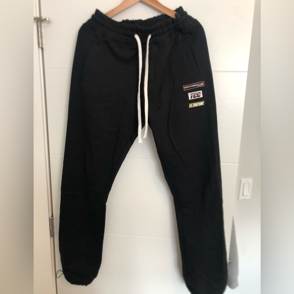 Couture Club Badge Logo Relaxed Joggers in Large size. Tags on adjustable cuffs